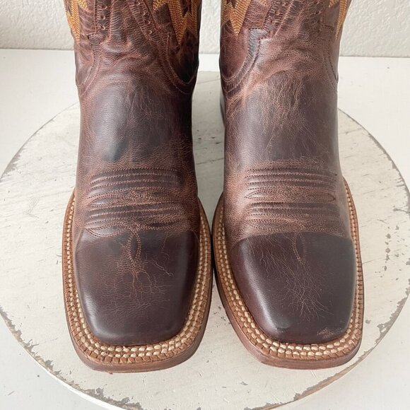Rod Patrick Mens Cowboy Boots 8.5B Perro Loco Brown Leather Western Square Toe - Picture 6 of 14